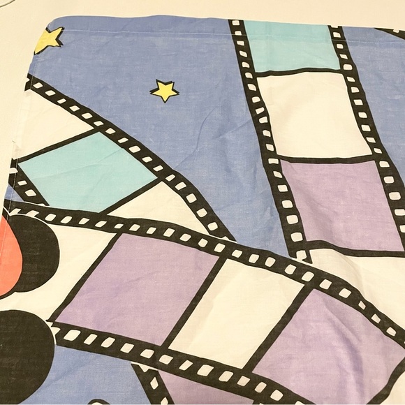 Vintage Mickey Mouse and Friends Twin Flat Sheet Hollywood Film Goofy Minnie - Picture 7 of 16